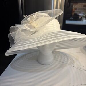 August Hat Company Women's White Hat Derby Wedding Formal Dress Flower
